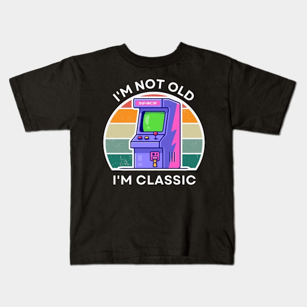 I'm not old, I'm Classic | Arcade | Retro Hardware | Vintage Sunset | Grayscale | '80s '90s Video Gaming Kids T-Shirt by octoplatypusclothing@gmail.com